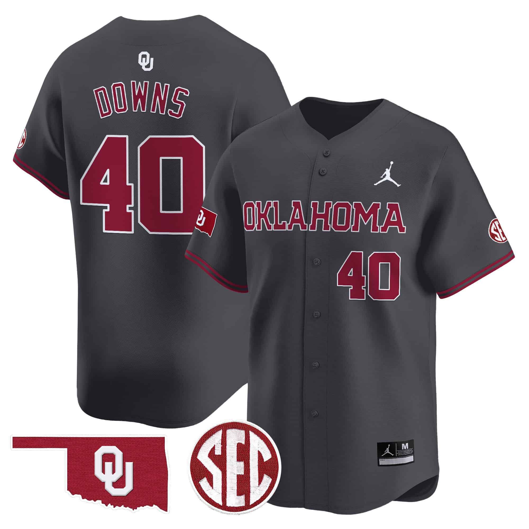 Men Oklahoma Sooners #40 Downs Grey 2024 Vapor Premier Limited NCAA Jersey